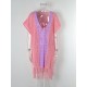 Color-Block Hollow Tasseled Batwing Sleeves Loose Deep V-Neck Cover-Ups Swimwear Color-Block Hollow Tasseled Batwing Sleeves Loose Deep V-Neck Cover-Ups Swimwear