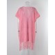 Color-Block Hollow Tasseled Batwing Sleeves Loose Deep V-Neck Cover-Ups Swimwear Color-Block Hollow Tasseled Batwing Sleeves Loose Deep V-Neck Cover-Ups Swimwear