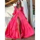 Bandage See-Through Solid Color Flared Sleeves High-Low Deep V-Neck Cover-Ups Swimwear Bandage See-Through Solid Color Flared Sleeves High-Low Deep V-Neck Cover-Ups Swimwear