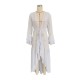 Bandage See-Through Solid Color Flared Sleeves High-Low Deep V-Neck Cover-Ups Swimwear Bandage See-Through Solid Color Flared Sleeves High-Low Deep V-Neck Cover-Ups Swimwear