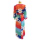Long Sleeves Bandage Floral Printed Multi-Colored Cover-Ups Swimwear Long Sleeves Bandage Floral Printed Multi-Colored Cover-Ups Swimwear