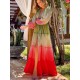 Bandage Color-Block Long Sleeves Loose Deep V-Neck Cover-Ups Swimwear Bandage Color-Block Long Sleeves Loose Deep V-Neck Cover-Ups Swimwear