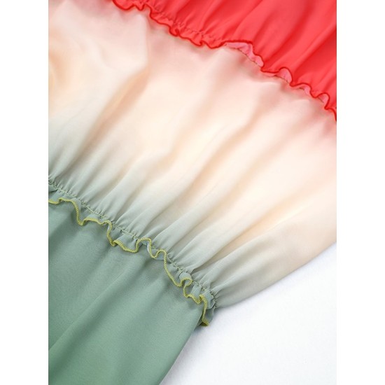 Bandage Color-Block Long Sleeves Loose Deep V-Neck Cover-Ups Swimwear Bandage Color-Block Long Sleeves Loose Deep V-Neck Cover-Ups Swimwear