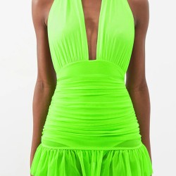 Backless Bandage Hollow Halter-Neck One-Piece Swimwear&Cover-Ups Skirts