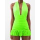Backless Bandage Hollow Halter-Neck One-Piece Swimwear&Cover-Ups Skirts Backless Bandage Hollow Halter-Neck One-Piece Swimwear&Cover-Ups Skirts