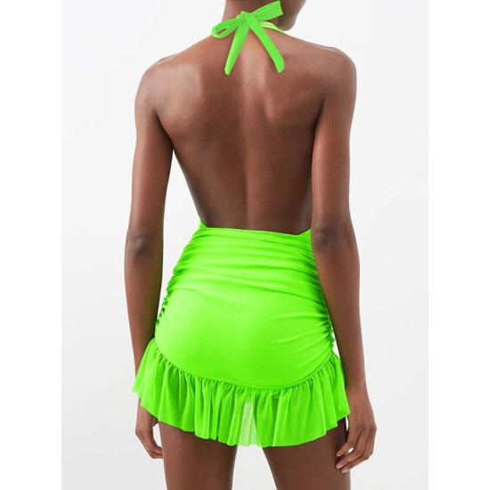 Backless Bandage Hollow Halter-Neck One-Piece Swimwear&Cover-Ups Skirts Backless Bandage Hollow Halter-Neck One-Piece Swimwear&Cover-Ups Skirts