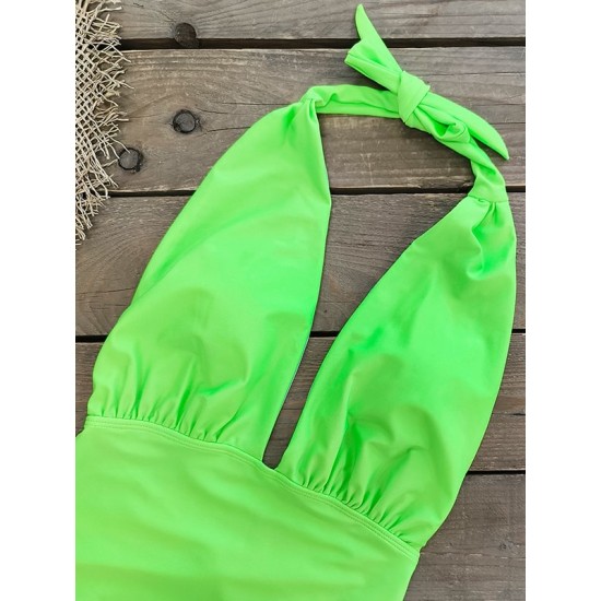 Backless Bandage Hollow Halter-Neck One-Piece Swimwear&Cover-Ups Skirts Backless Bandage Hollow Halter-Neck One-Piece Swimwear&Cover-Ups Skirts