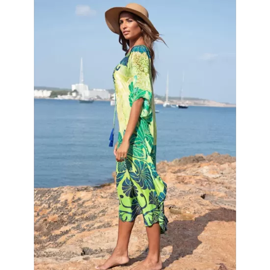 Printed Beach Vacation Cover-up Printed Beach Vacation Cover-up