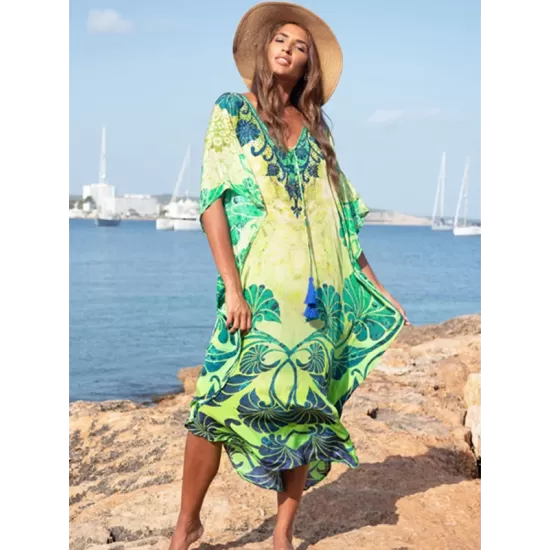 Printed Beach Vacation Cover-up Printed Beach Vacation Cover-up