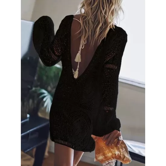 Lace Hollow V-back Cover-up Lace Hollow V-back Cover-up