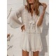 Chiffon Wrinkled Lace Trumpet Sleeve Bikini Cover-Ups Chiffon Wrinkled Lace Trumpet Sleeve Bikini Cover-Ups