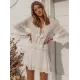 Chiffon Wrinkled Lace Trumpet Sleeve Bikini Cover-Ups Chiffon Wrinkled Lace Trumpet Sleeve Bikini Cover-Ups