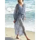 Drawstring Chiffon Dot Bikini Cover-Up Drawstring Chiffon Dot Bikini Cover-Up