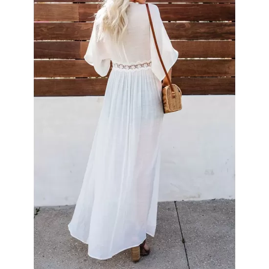 Lacy Split-Joint Half Sleeve Beach Tunicshang Cover-Ups Lacy Split-Joint Half Sleeve Beach Tunicshang Cover-Ups