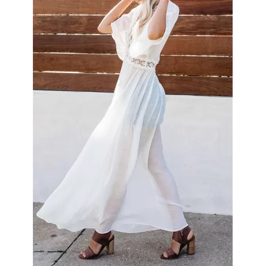 Lacy Split-Joint Half Sleeve Beach Tunicshang Cover-Ups Lacy Split-Joint Half Sleeve Beach Tunicshang Cover-Ups