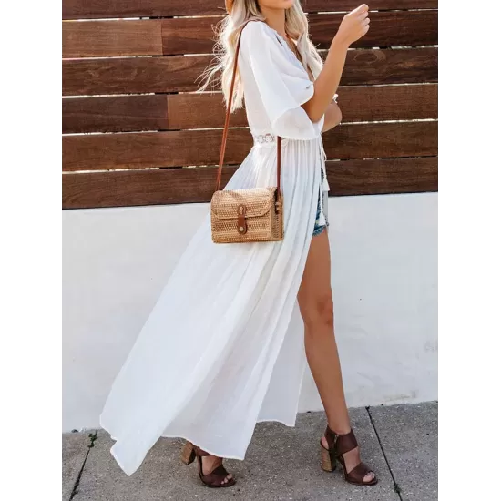 Lacy Split-Joint Half Sleeve Beach Tunicshang Cover-Ups Lacy Split-Joint Half Sleeve Beach Tunicshang Cover-Ups
