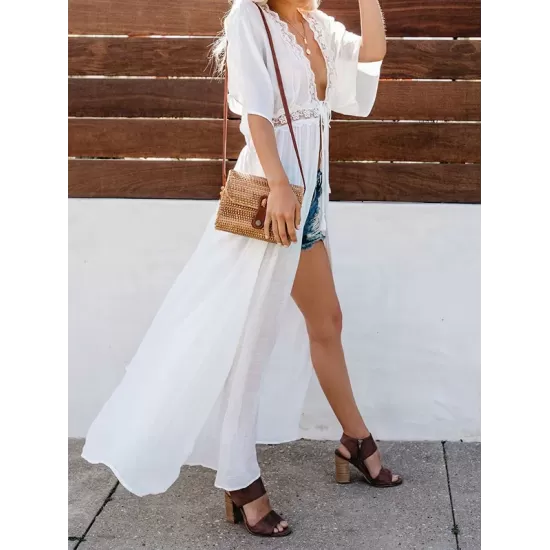 Lacy Split-Joint Half Sleeve Beach Tunicshang Cover-Ups Lacy Split-Joint Half Sleeve Beach Tunicshang Cover-Ups