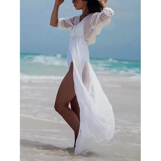 Sexy See-Through Yarn Tunicshang Cover-Ups Tops Sexy See-Through Yarn Tunicshang Cover-Ups Tops