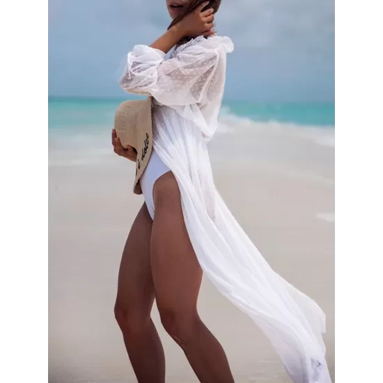 Sexy See-Through Yarn Tunicshang Cover-Ups Tops Sexy See-Through Yarn Tunicshang Cover-Ups Tops