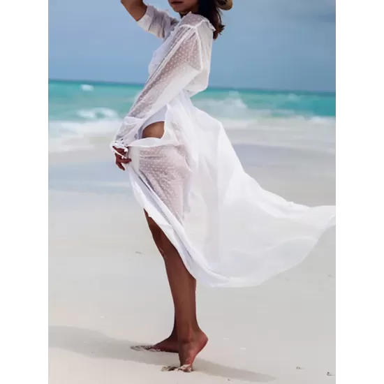 Sexy See-Through Yarn Tunicshang Cover-Ups Tops Sexy See-Through Yarn Tunicshang Cover-Ups Tops