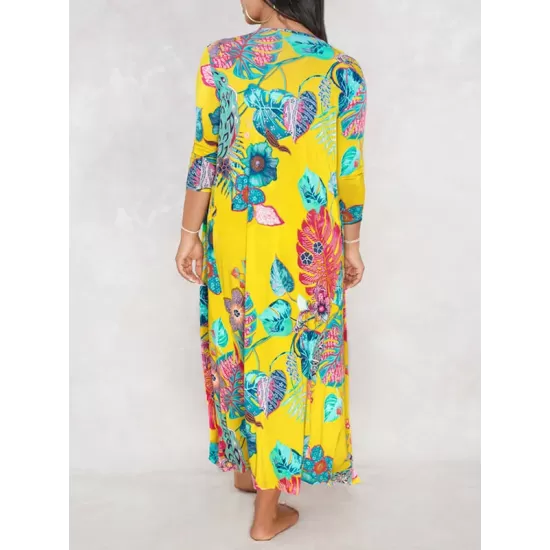 Sexy Floral-Print Split Bikini Swimsuit+Long Sleeve Cover-Ups Three-Piece Set Sexy Floral-Print Split Bikini Swimsuit+Long Sleeve Cover-Ups Three-Piece Set
