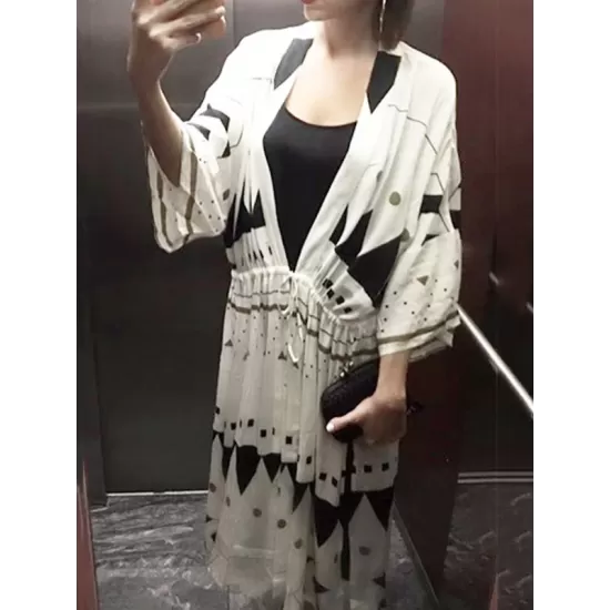 Plaid Printed Loose Bandage Tunicshang Cover-Ups Tops Plaid Printed Loose Bandage Tunicshang Cover-Ups Tops