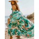 Red-Crowned Crane Printed Lace-Up Cover-Ups Tops Red-Crowned Crane Printed Lace-Up Cover-Ups Tops
