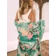 Red-Crowned Crane Printed Lace-Up Cover-Ups Tops Red-Crowned Crane Printed Lace-Up Cover-Ups Tops