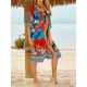 Floral-Print Half-Sleeve Cardigan Cover-Up Swimwear Floral-Print Half-Sleeve Cardigan Cover-Up Swimwear