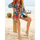 Floral-Print Half-Sleeve Cardigan Cover-Up Swimwear Floral-Print Half-Sleeve Cardigan Cover-Up Swimwear