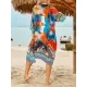 Floral-Print Half-Sleeve Cardigan Cover-Up Swimwear Floral-Print Half-Sleeve Cardigan Cover-Up Swimwear