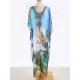 Floral Print Loose V-Neck Beach Dress Cover-Up Swimwear Floral Print Loose V-Neck Beach Dress Cover-Up Swimwear