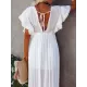Short Sleeveless V-Back Drawstring Cover-Up Swimwear Short Sleeveless V-Back Drawstring Cover-Up Swimwear