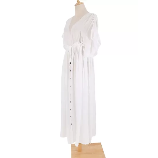 Short Sleeveless V-Back Drawstring Cover-Up Swimwear Short Sleeveless V-Back Drawstring Cover-Up Swimwear