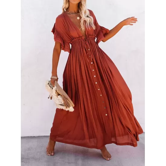 Short Sleeveless V-Back Drawstring Cover-Up Swimwear Short Sleeveless V-Back Drawstring Cover-Up Swimwear