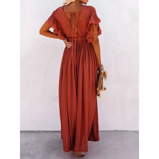 Short Sleeveless V-Back Drawstring Cover-Up Swimwear Short Sleeveless V-Back Drawstring Cover-Up Swimwear