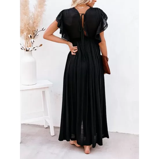 Short Sleeveless V-Back Drawstring Cover-Up Swimwear Short Sleeveless V-Back Drawstring Cover-Up Swimwear