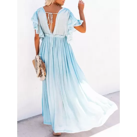 Short Sleeveless V-Back Drawstring Cover-Up Swimwear Short Sleeveless V-Back Drawstring Cover-Up Swimwear