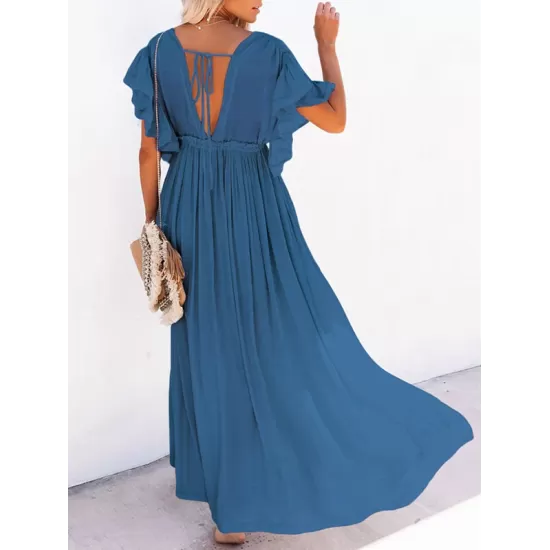 Short Sleeveless V-Back Drawstring Cover-Up Swimwear Short Sleeveless V-Back Drawstring Cover-Up Swimwear