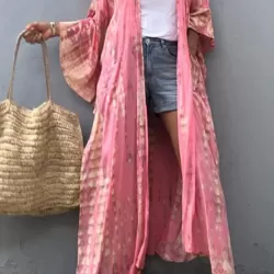 Long Sleeve Floral Hooded Loose Cover-Up Swimwear