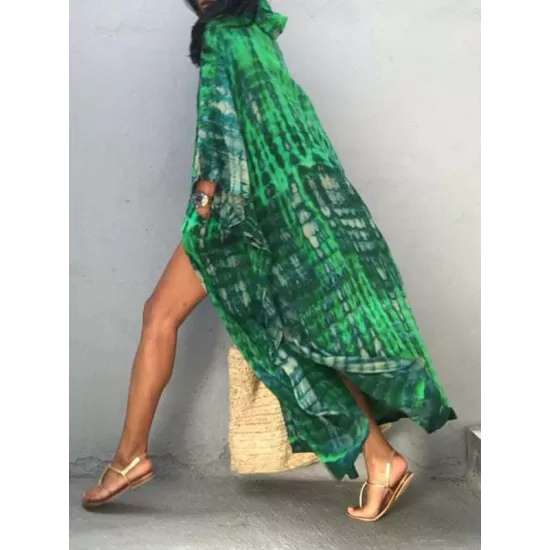 Long Sleeve Floral Hooded Loose Cover-Up Swimwear Long Sleeve Floral Hooded Loose Cover-Up Swimwear