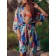 Half-Sleeve Floral Chiffon Cardigan Sash Cover-Up Swimwear Half-Sleeve Floral Chiffon Cardigan Sash Cover-Up Swimwear
