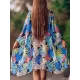 Half-Sleeve Floral Chiffon Cardigan Sash Cover-Up Swimwear Half-Sleeve Floral Chiffon Cardigan Sash Cover-Up Swimwear