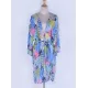 Half-Sleeve Floral Chiffon Cardigan Sash Cover-Up Swimwear Half-Sleeve Floral Chiffon Cardigan Sash Cover-Up Swimwear