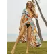 Short Sleeve Floral V-Neck Cardigan Midi Dress Cover-Up Swimwear Short Sleeve Floral V-Neck Cardigan Midi Dress Cover-Up Swimwear