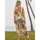 Short Sleeve Floral V-Neck Cardigan Midi Dress Cover-Up Swimwear Short Sleeve Floral V-Neck Cardigan Midi Dress Cover-Up Swimwear