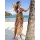Chiffon Short Sleeve V-Neck Drawstring Cover-Up Swimwear Chiffon Short Sleeve V-Neck Drawstring Cover-Up Swimwear