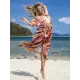 Chiffon Short Sleeve V-Neck Drawstring Cover-Up Swimwear Chiffon Short Sleeve V-Neck Drawstring Cover-Up Swimwear