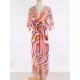 Chiffon Short Sleeve V-Neck Drawstring Cover-Up Swimwear Chiffon Short Sleeve V-Neck Drawstring Cover-Up Swimwear