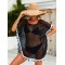 Round-Neck See-Through Mesh Split-Joint Tasseled Cover-Up Swimwear